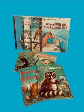 Vintage Children's Book Lot Little Golden Books Rand McNally 1960s